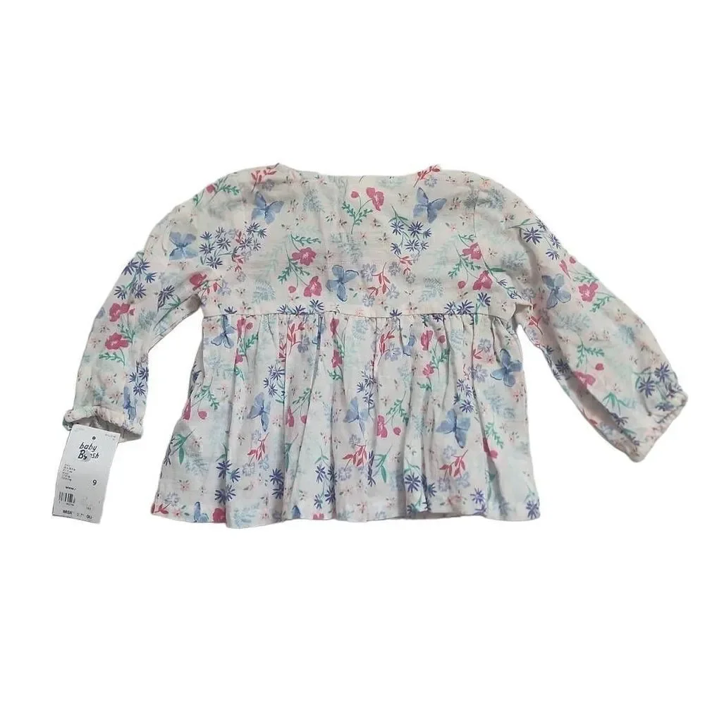 Baby B'Gosh Baby Girls Floral Button Down Peasant Top - Size 9 Months